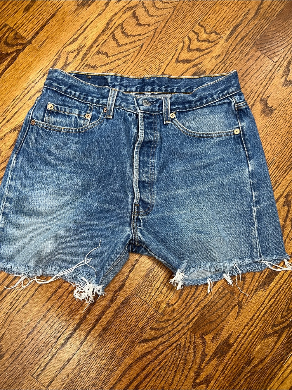 Levi's Blue Distressed Cutoff Jean Shorts